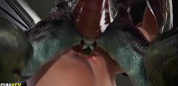 Bitch With Big Tits Was Fucked By Lizard Man | 3D Porn Hentai | Fallen Doll